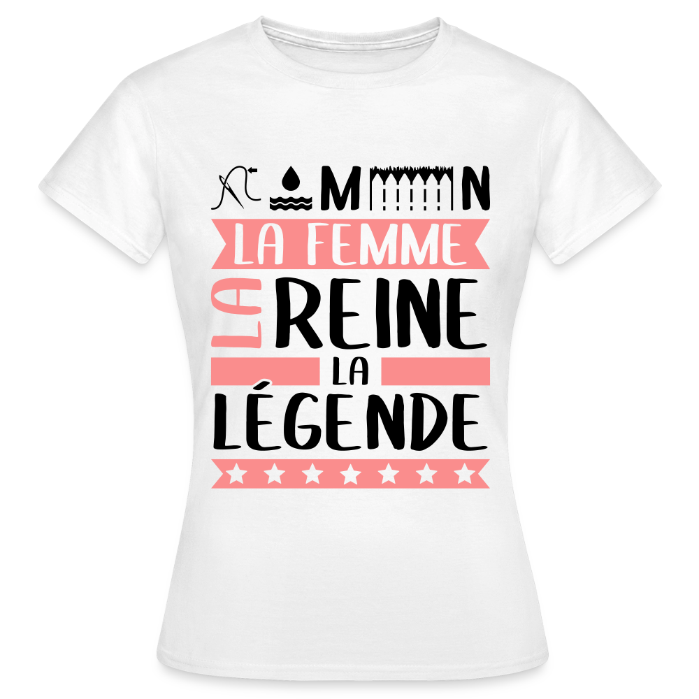 T-shirt femme coloris clair Philomène rébus – La femme, la reine, la légende - blanc