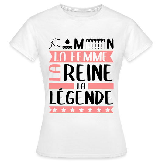 T-shirt femme coloris clair Philomène rébus – La femme, la reine, la légende - blanc