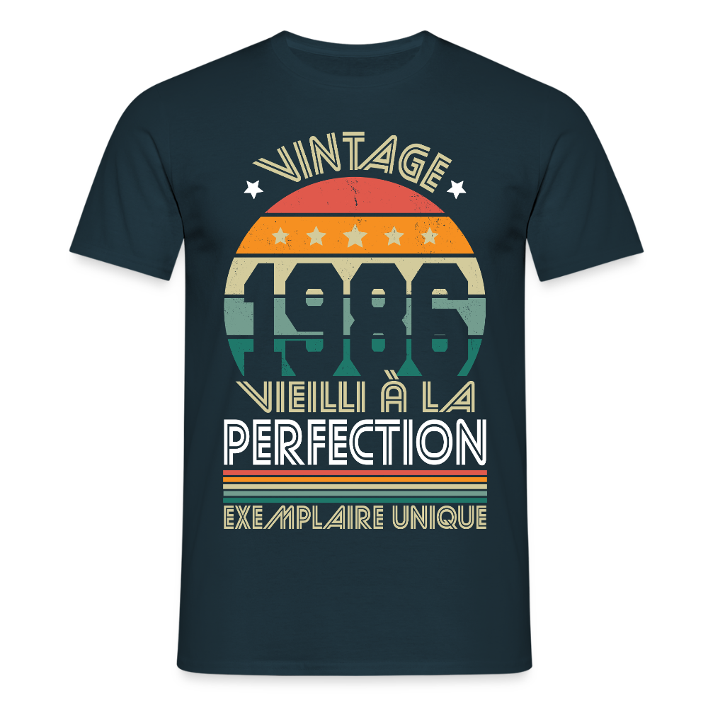 T-shirt anniversaire homme 40 ans – Vintage 1986 - Exemplaire unique - marine
