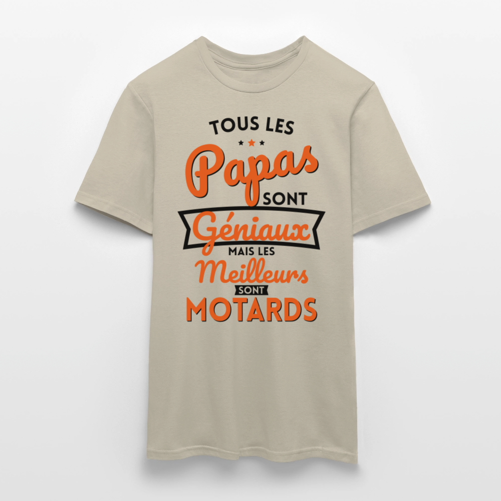 T-shirt Homme - Papas géniaux - Les meilleurs sont motards - beige sable