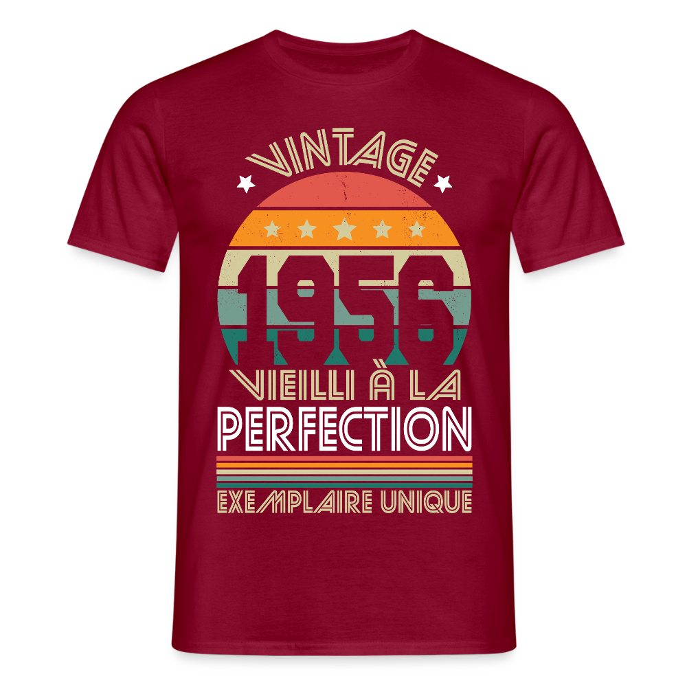 T-shirt anniversaire homme 70 ans – Vintage 1956 - rouge brique