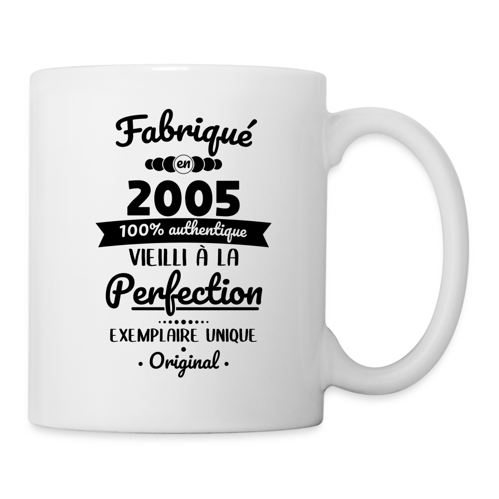 Mug blanc - Anniversaire 20 Ans - Fabriqué en 2005 - blanc