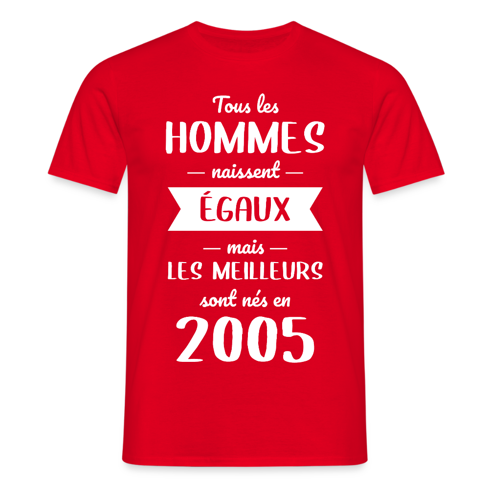 T-shirt Homme - Anniversaire 20 Ans - Les meilleurs sont nés en 2005 - rouge