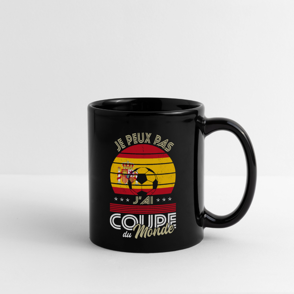 Mug uni - Je peux pas j'ai Coupe du Monde - Espagne - noir