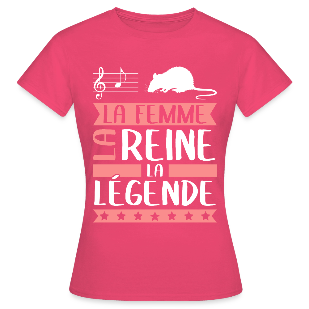 T-shirt femme Lara rébus – La femme, la reine, la légende - rose azalée