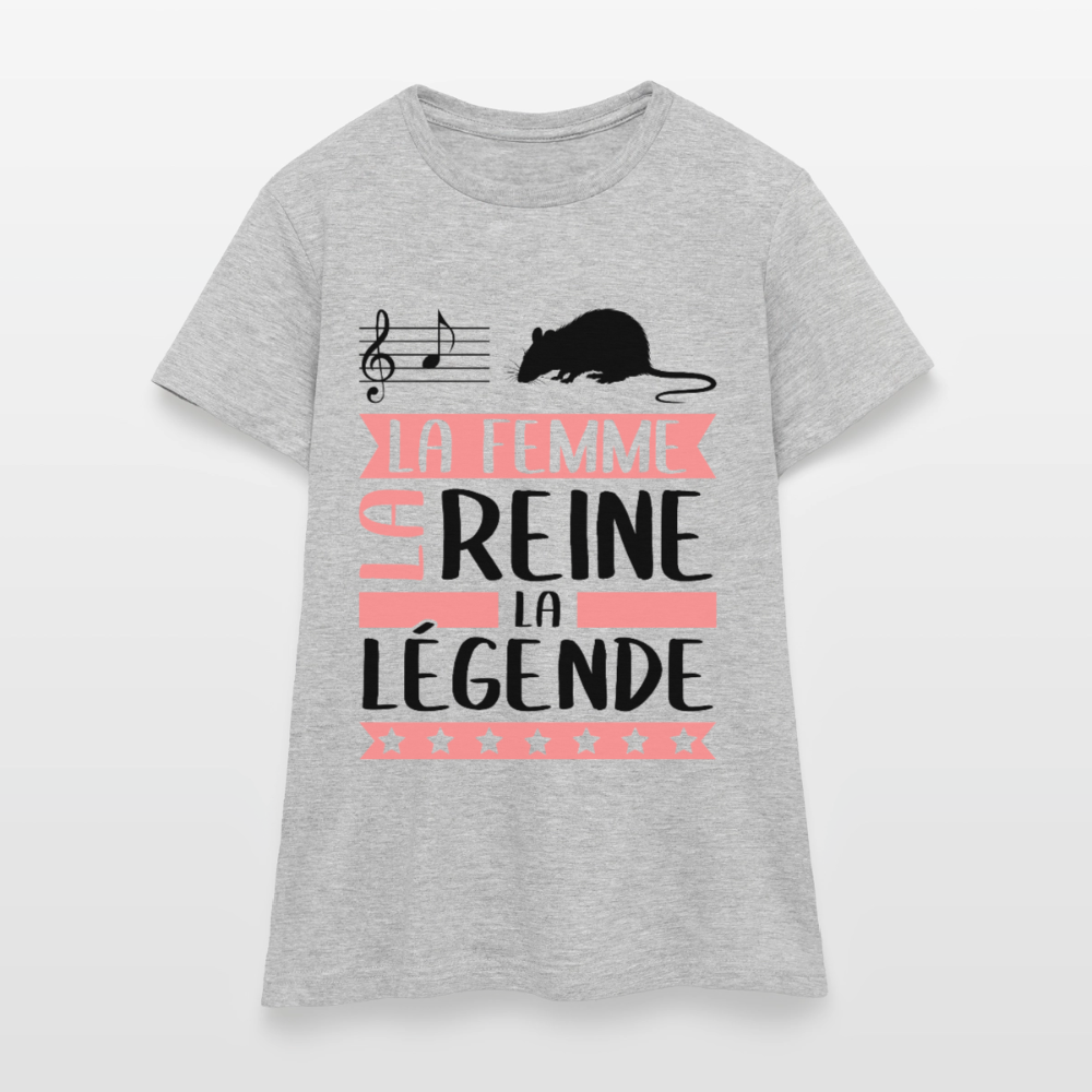 T-shirt femme coloris clair Lara rébus – La femme, la reine, la légende - gris chiné