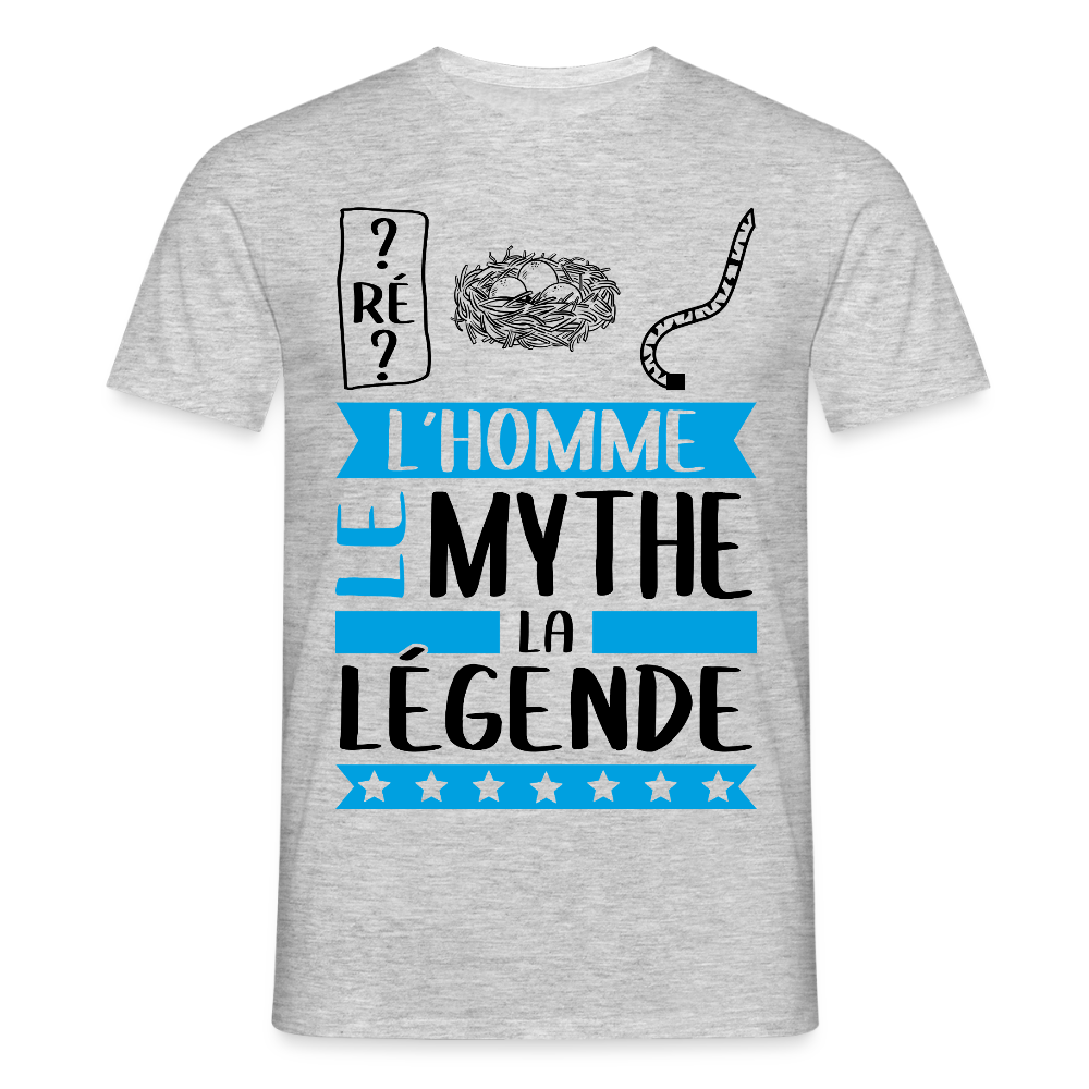 T-shirt homme coloris clair Dominique rébus – L’homme, le mythe, la légende - gris chiné