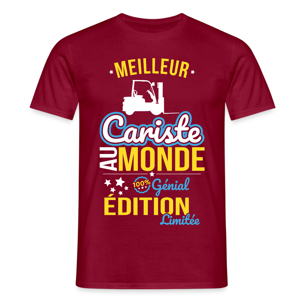T-shirt Homme - Meilleur Cariste au monde - 100% génial - rouge brique