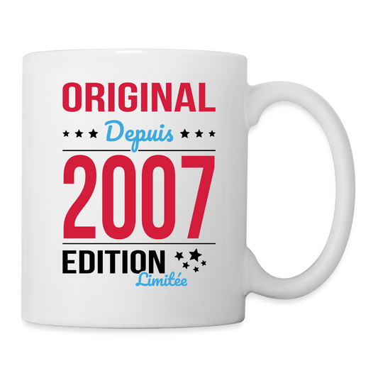 Mug blanc - Anniversaire 18 Ans - Original depuis 2007 - blanc