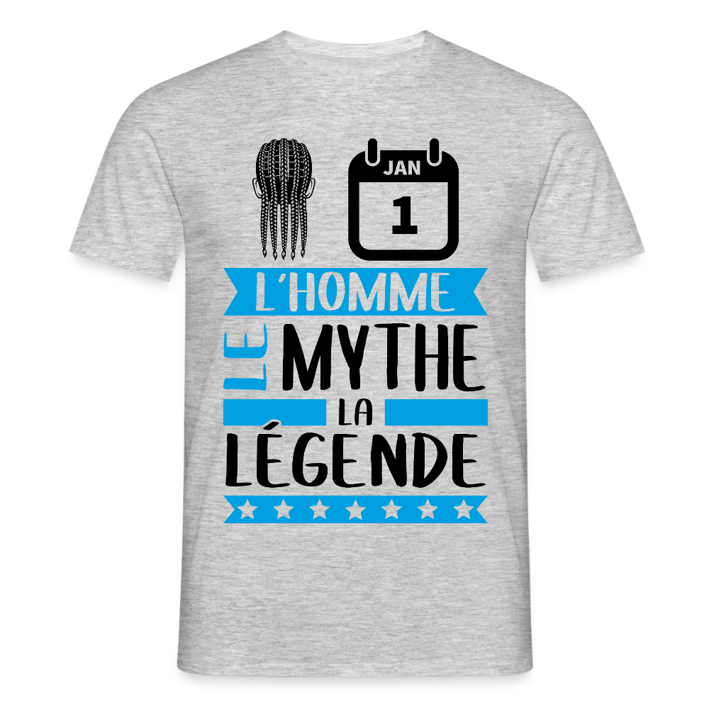 T-shirt homme coloris clair Nathan en rébus – L’homme, le mythe, la légende - gris chiné