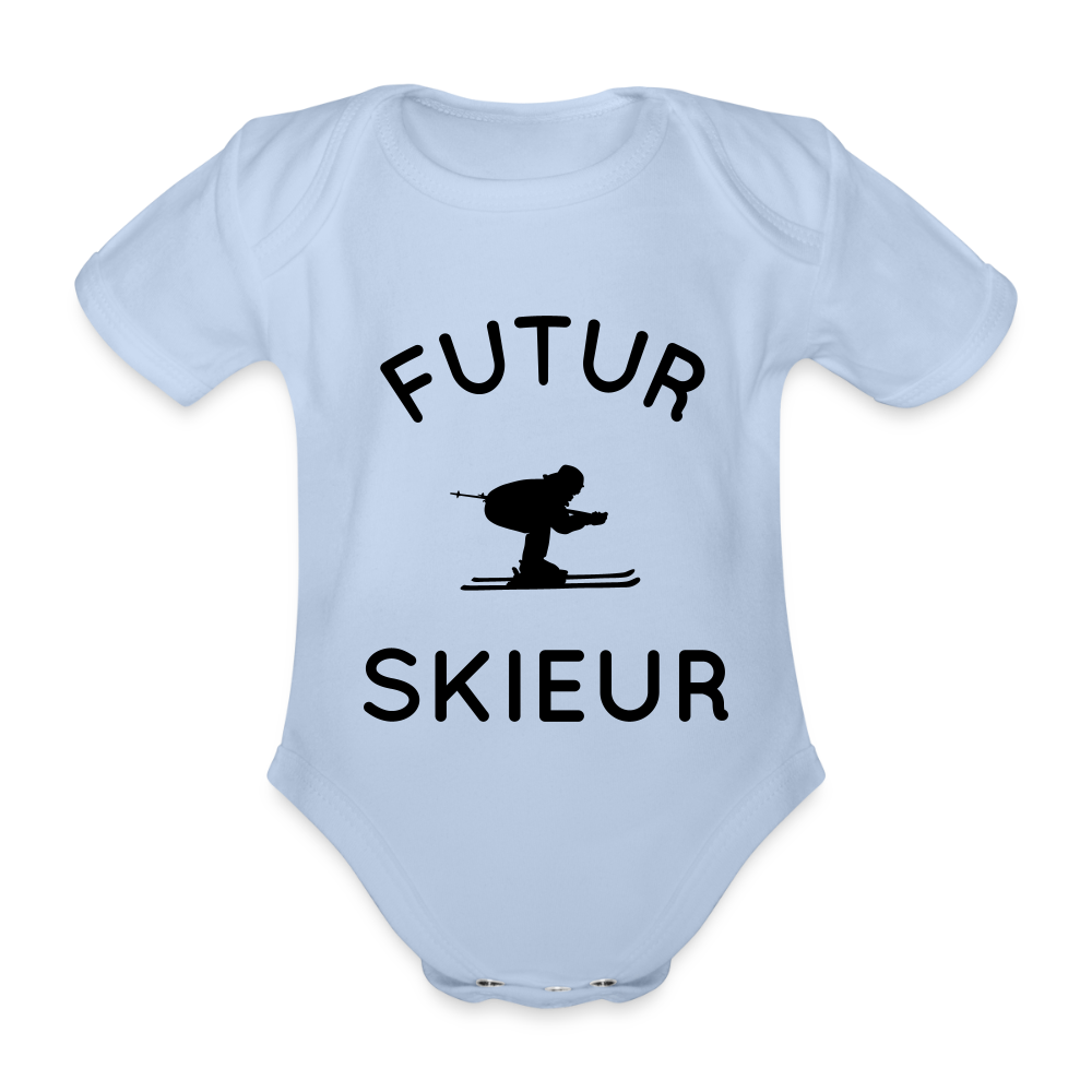 Body Bébé bio manches courtes - Futur skieur - ciel
