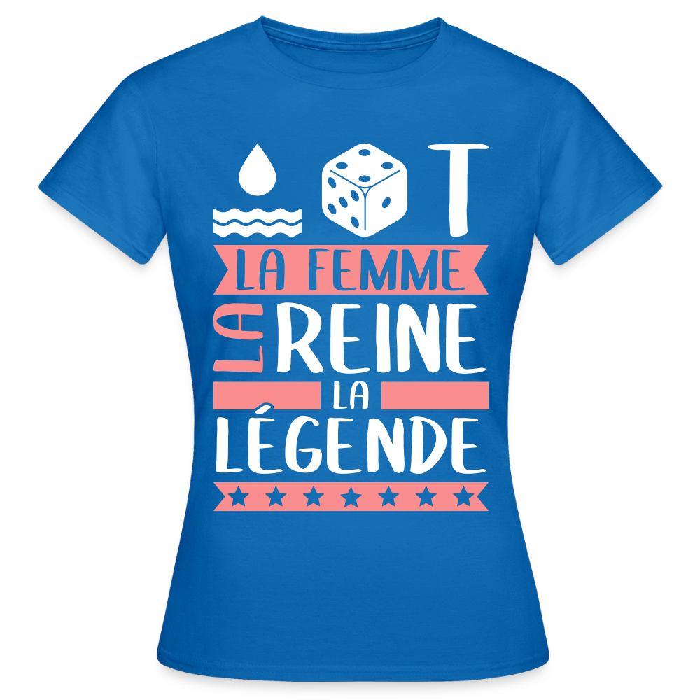 T-shirt femme Odette rébus – La femme, la reine, la légende - bleu royal