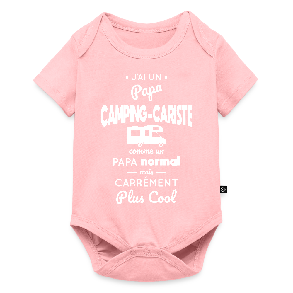 Body Bébé bio manches courtes - J'ai un papa camping-cariste - rose