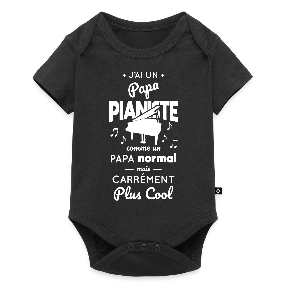 Body Bébé bio manches courtes - J'ai un papa pianiste - noir
