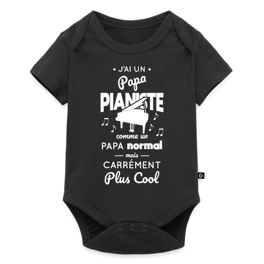Body Bébé bio manches courtes - J'ai un papa pianiste - noir