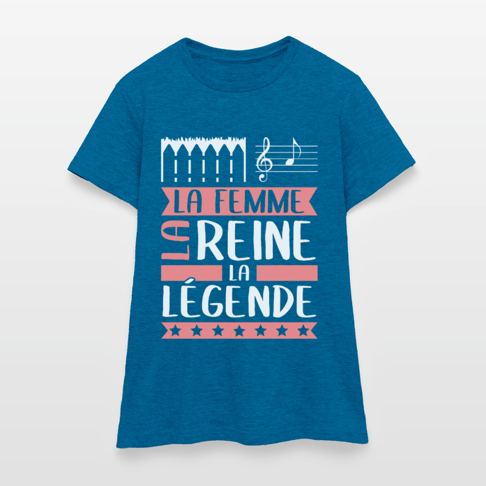 T-shirt femme Ella rébus – La femme, la reine, la légende - bleu saphir antique chiné