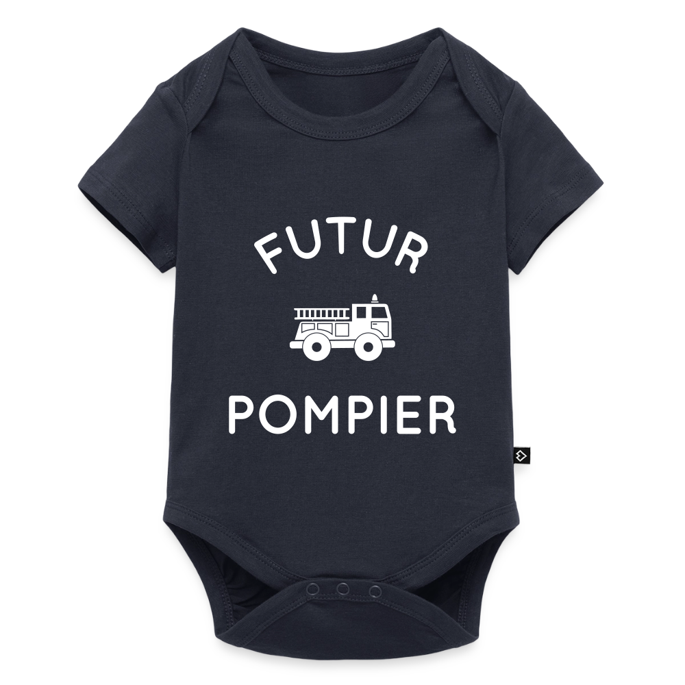 Body Bébé bio manches courtes - Futur pompier - bleu marine