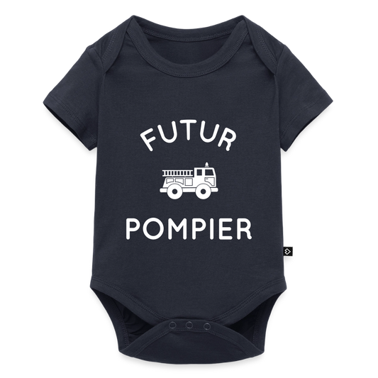Body Bébé bio manches courtes - Futur pompier - bleu marine