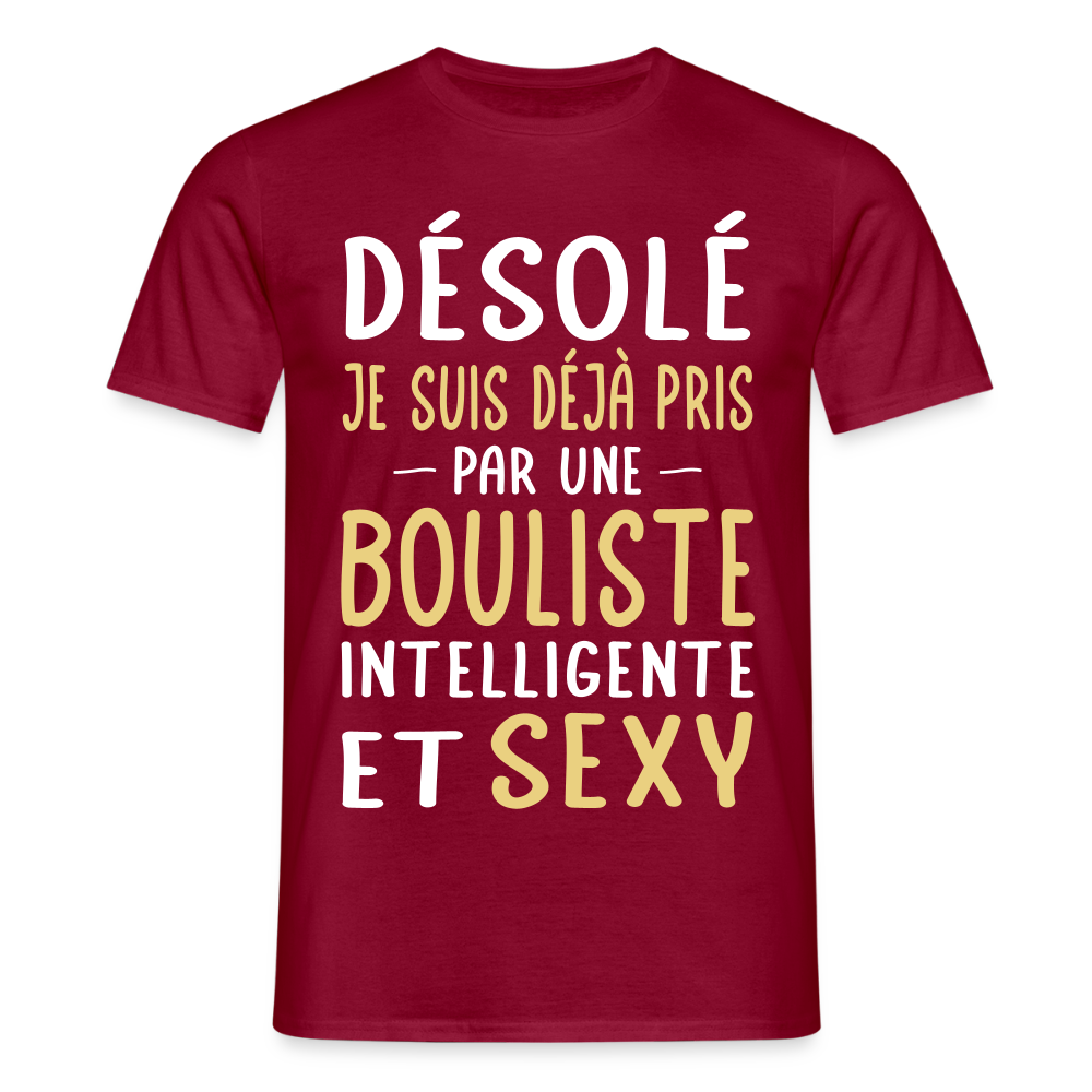 T-shirt Homme - Je suis déjà pris par une bouliste intelligente et sexy - rouge brique