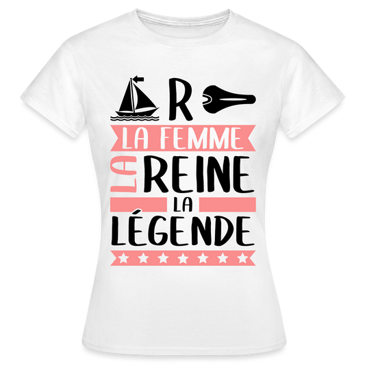 T-shirt femme coloris clair Marcelle rébus – La Femme, la reine, la légende - blanc