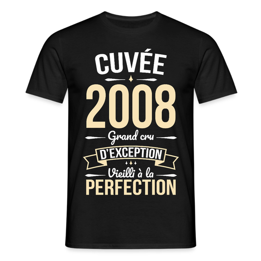 T-shirt anniversaire homme 18 ans – Cuvée 2008, Grand cru d’exception - noir