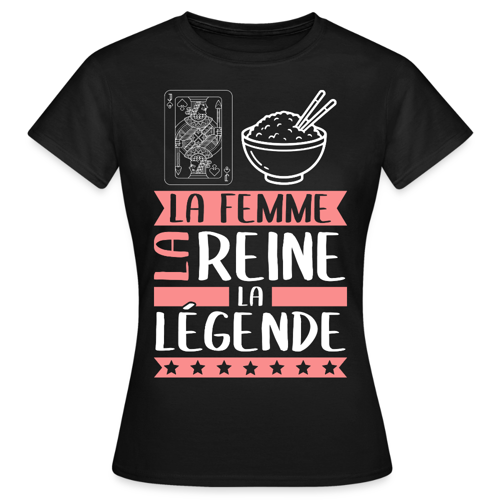 T-shirt femme Valérie rébus – La femme, la reine, la légende - noir
