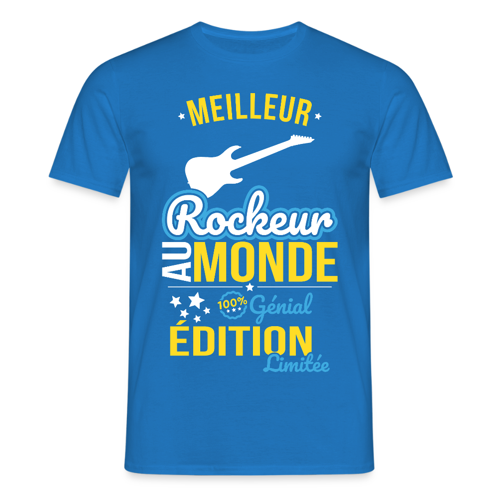 T-shirt Homme - Meilleur Rockeur au monde - 100% génial - bleu royal