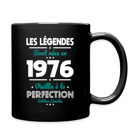 Mug anniversaire noir femme 50 ans – Les légendes sont nées en 1976 - noir