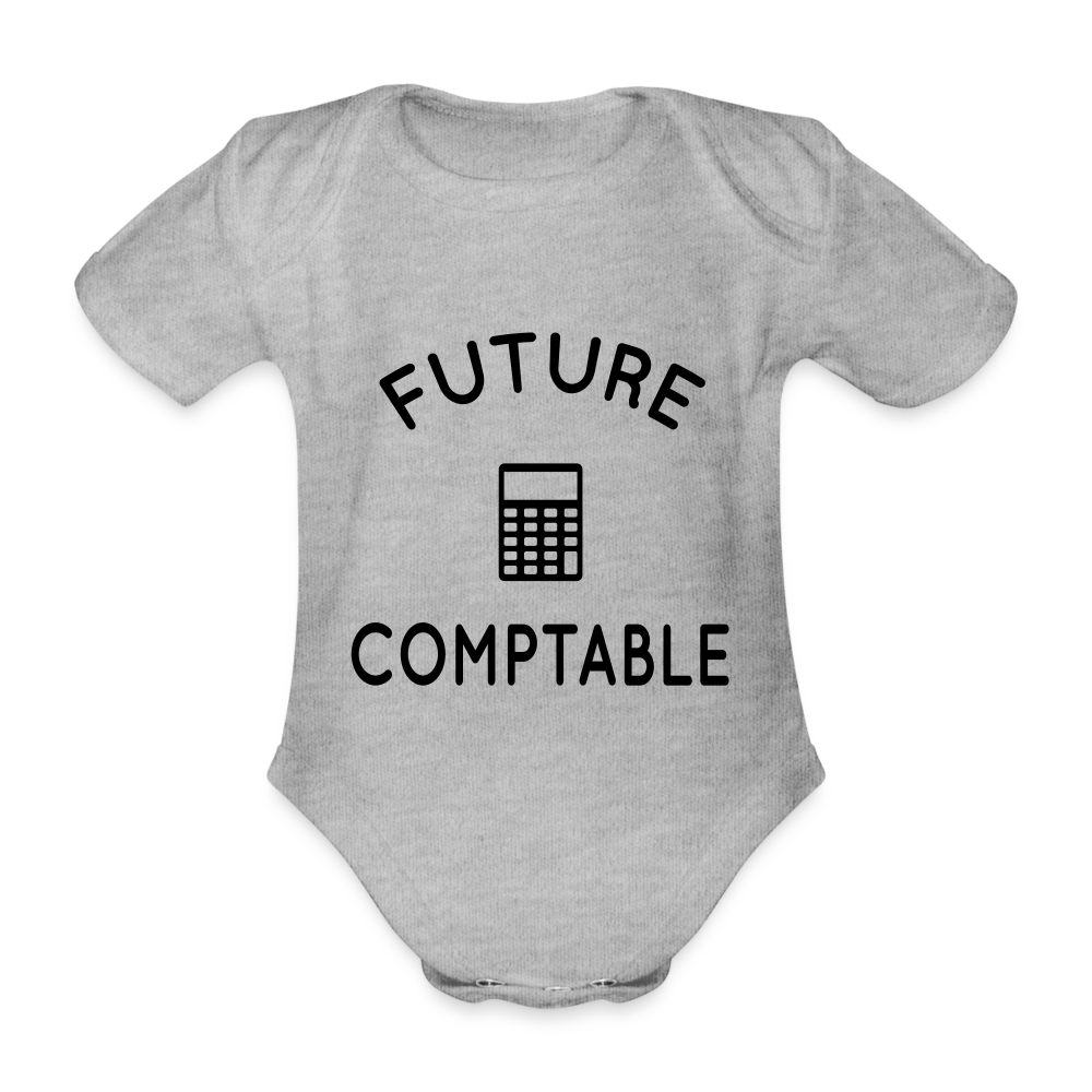 Body Bébé bio manches courtes - Future comptable - gris chiné