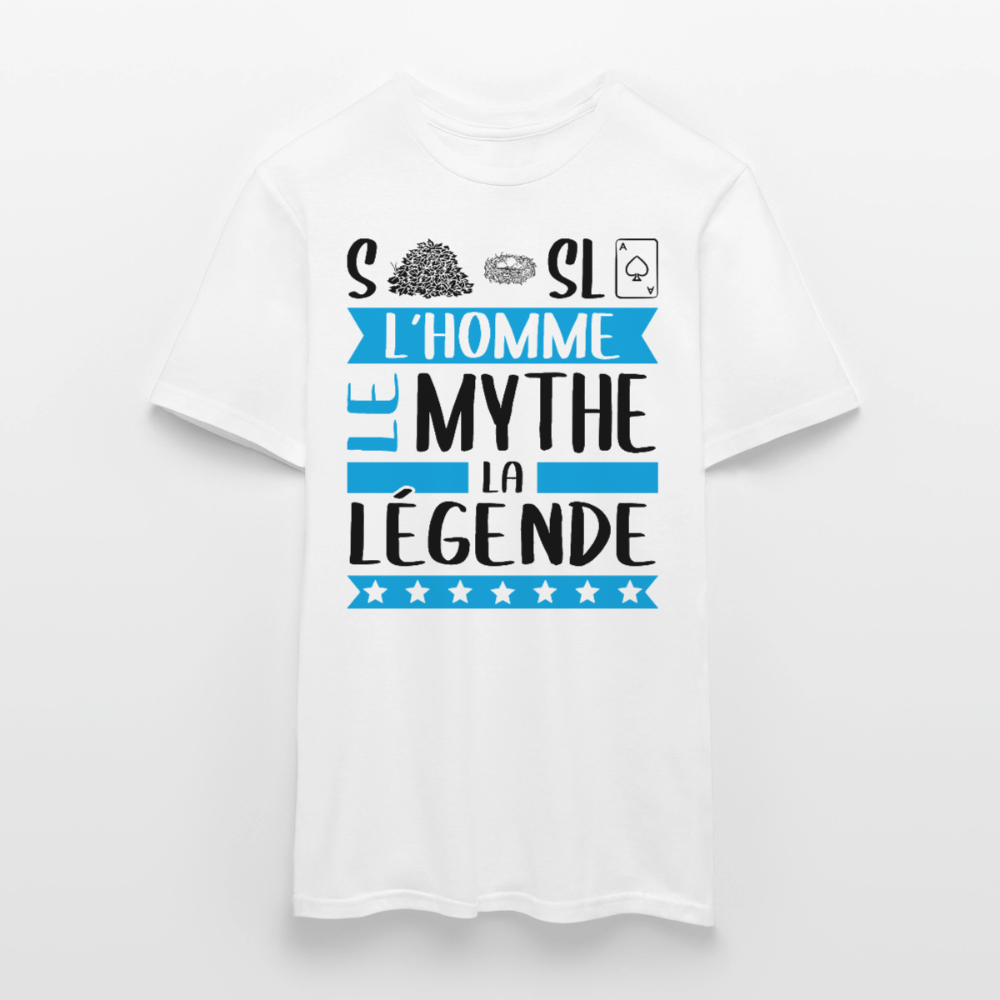 T-shirt homme coloris clair Stanislas en rébus – L’homme, le mythe, la légende - blanc
