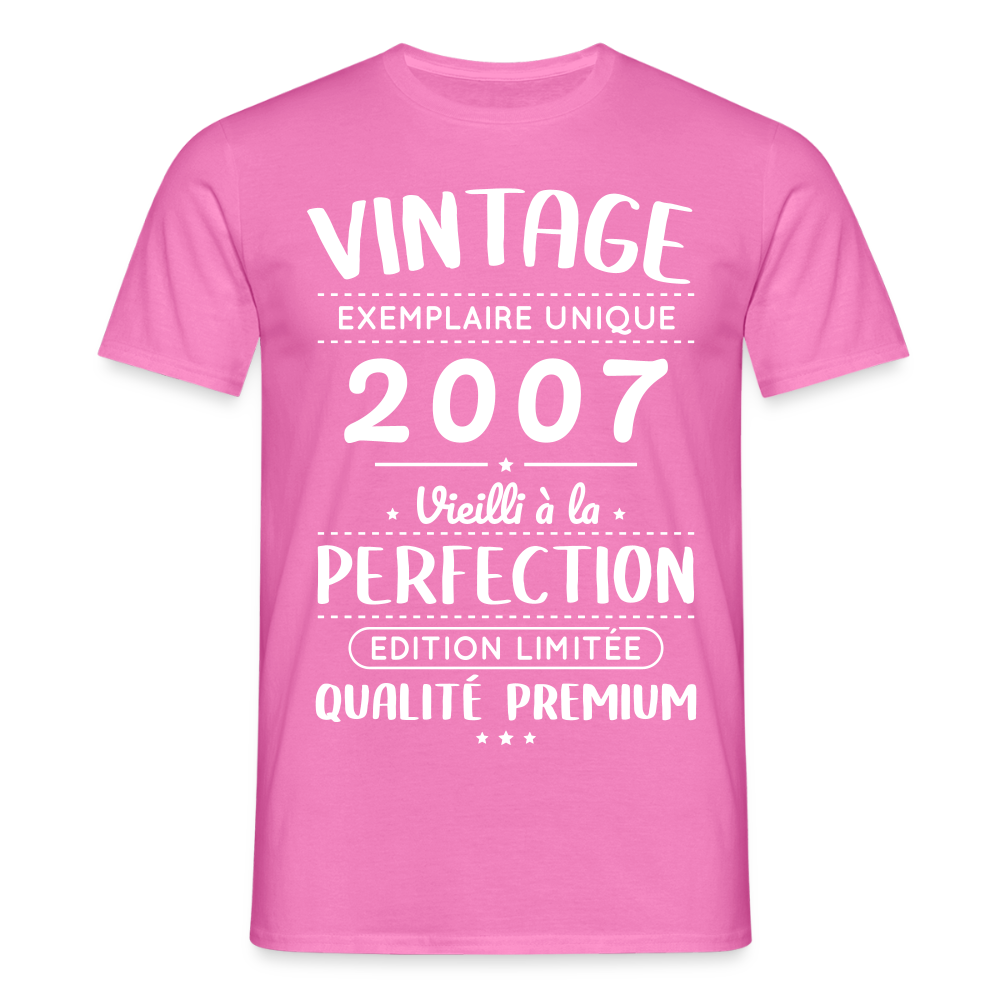 T-shirt Homme - Anniversaire 18 Ans - Vintage 2007 - rose