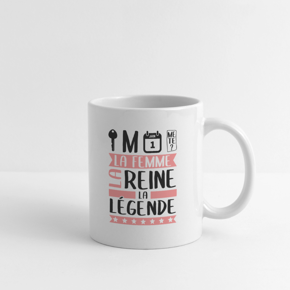 Mug blanc Clémence rébus – La femme, la reine, la légende - blanc