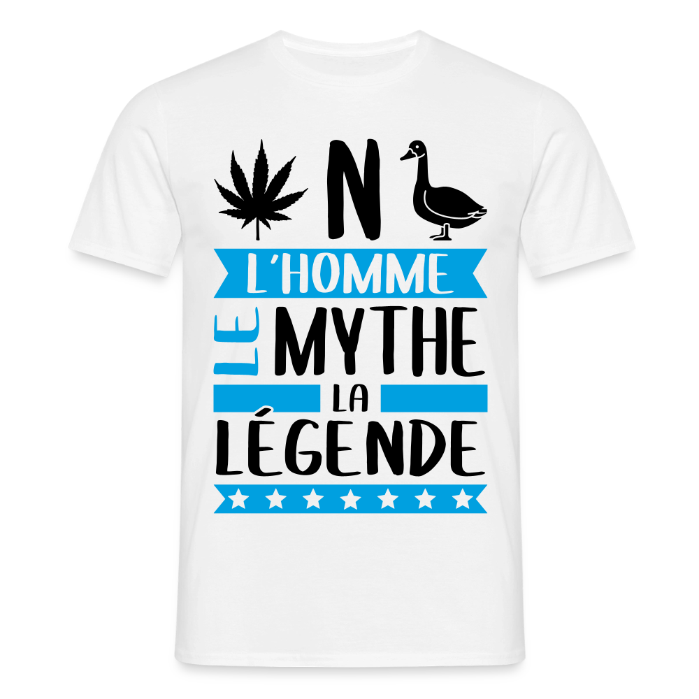 T-shirt homme coloris clair Benoît rébus – L’homme, le mythe, la légende - blanc