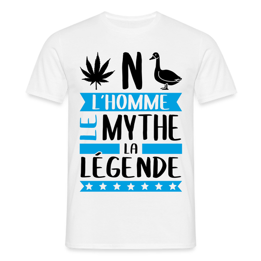 T-shirt homme coloris clair Benoît rébus – L’homme, le mythe, la légende - blanc