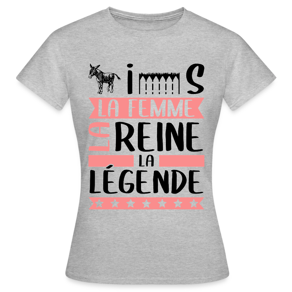T-shirt femme coloris clair Agnès rébus – La femme, la reine, la légende - gris chiné
