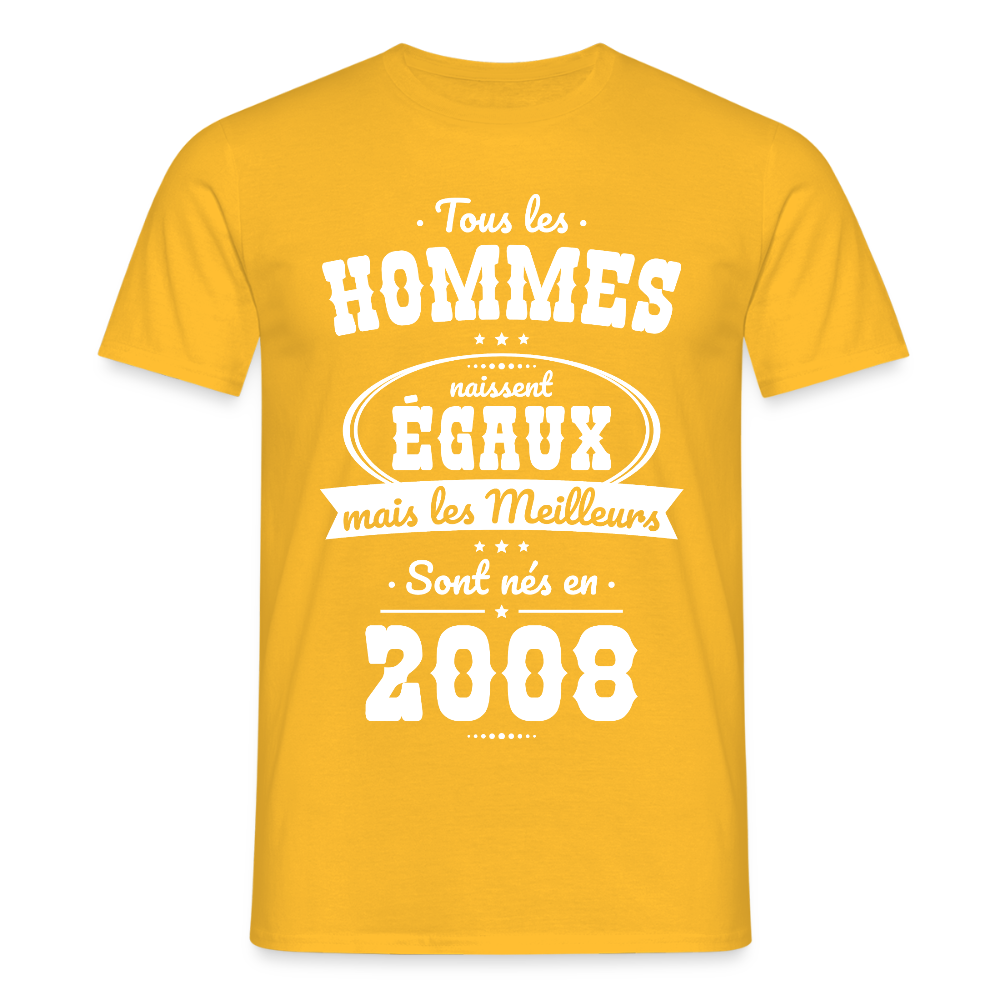 T-shirt anniversaire homme 18 ans – Les meilleurs sont nés en 2008 - jaune