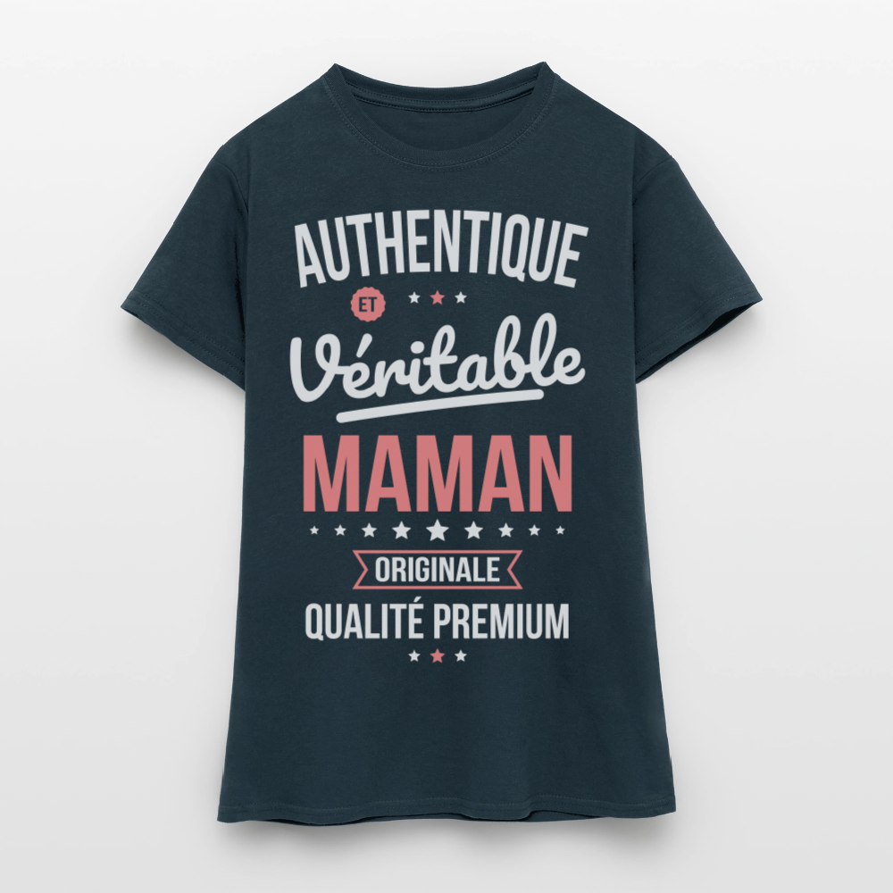 T-shirt Femme - Authentique et véritable Maman - marine