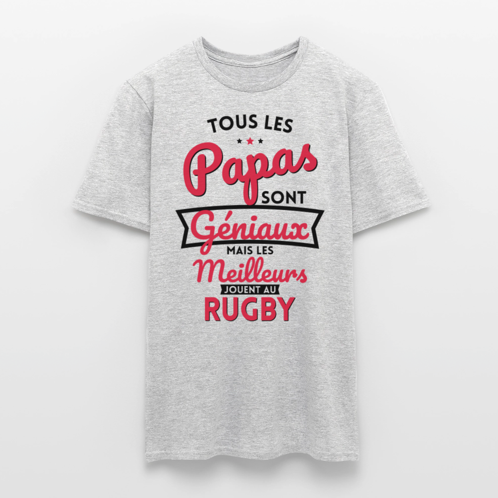 T-shirt Homme - Papas géniaux - Les meilleurs jouent au rugby - gris chiné