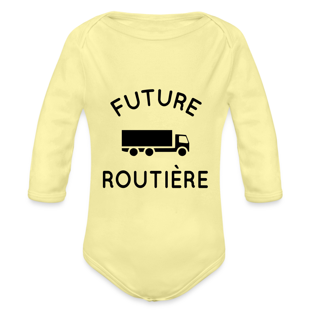 Body Bébé bio manches longues - Future routière - jaune délavé