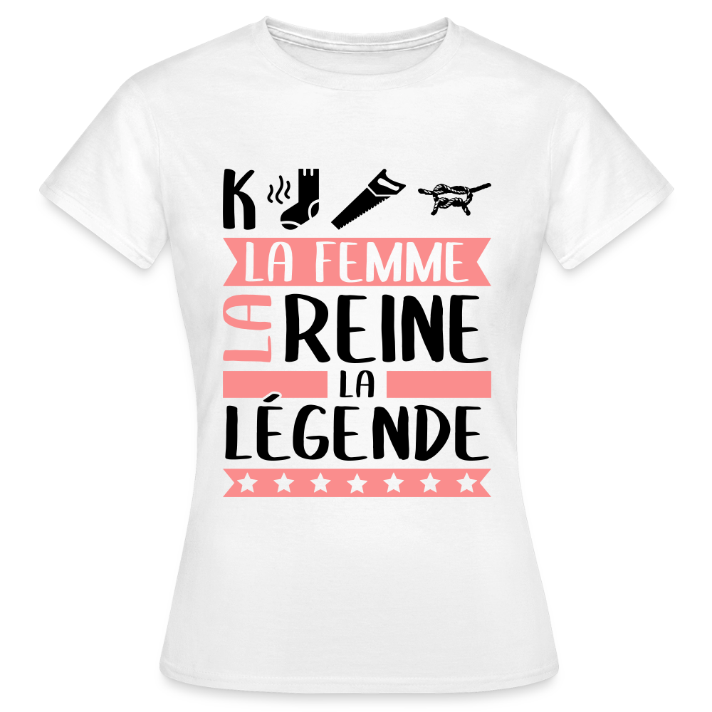 T-shirt femme coloris clair Capucine rébus – La femme, la reine, la légende - blanc