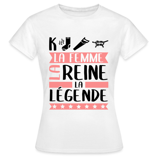T-shirt femme coloris clair Capucine rébus – La femme, la reine, la légende - blanc