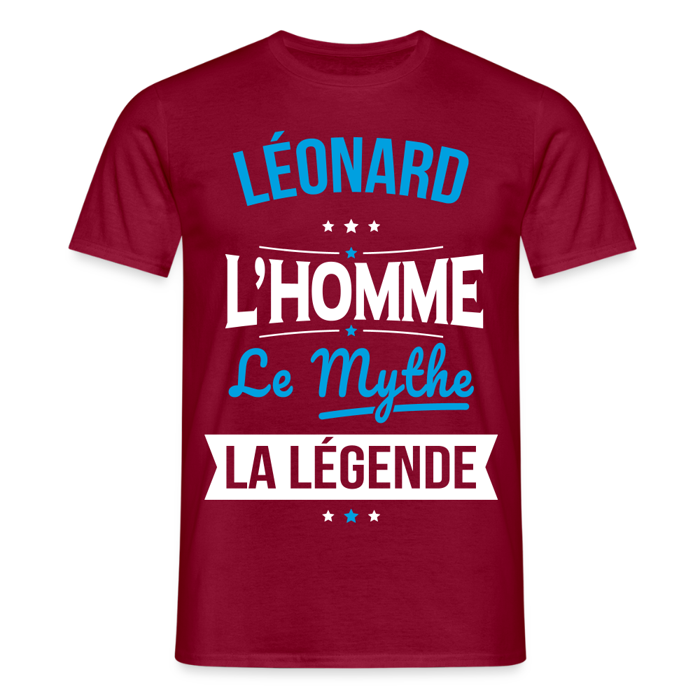 T-shirt Homme - Léonard - l'Homme - le Mythe - la Légende - rouge brique