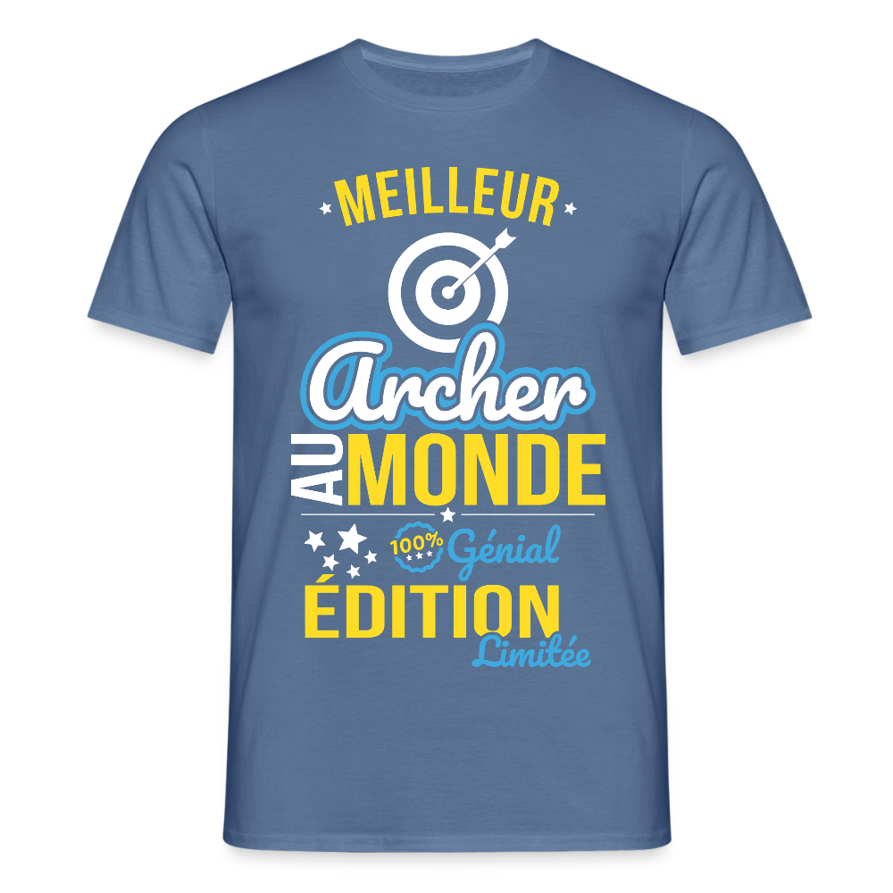 T-shirt Homme - Meilleur Archer au monde - 100% génial - bleu pigeon 