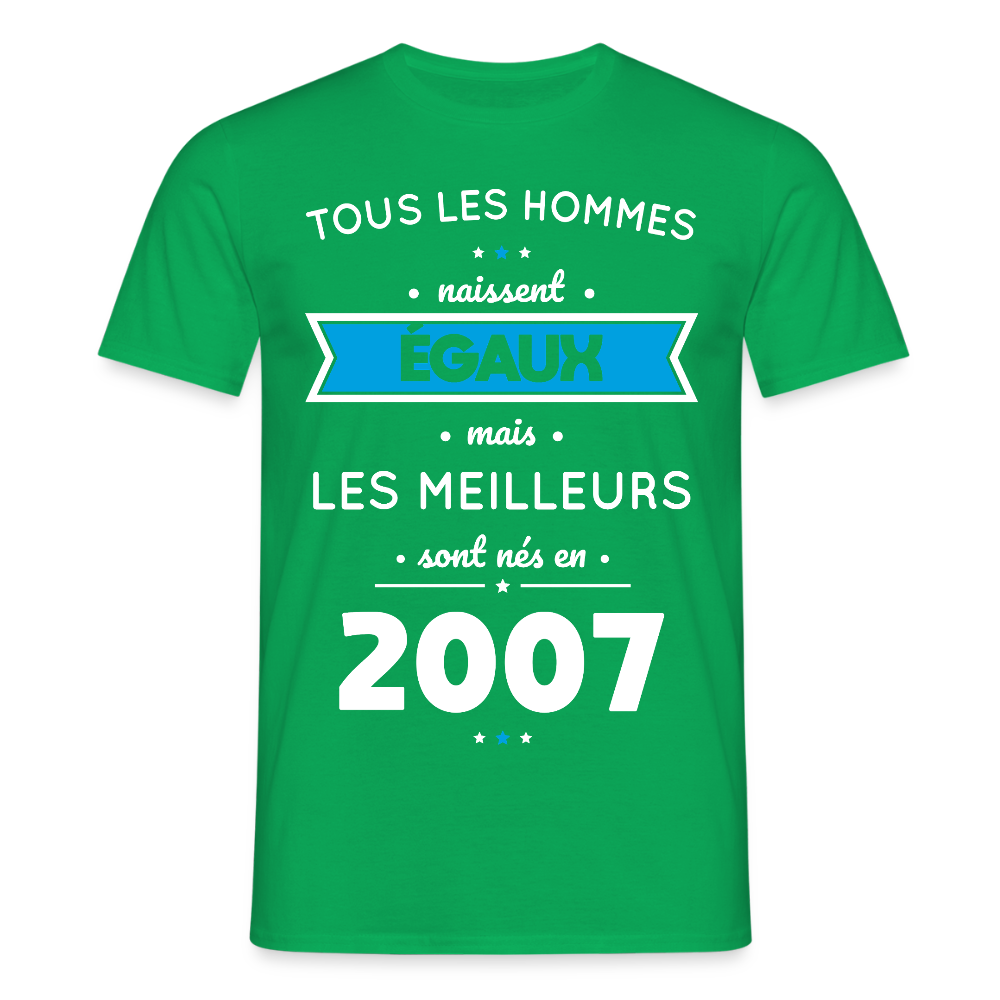 T-shirt Homme - Anniversaire 18 Ans - Les meilleurs sont nés en 2007 - vert