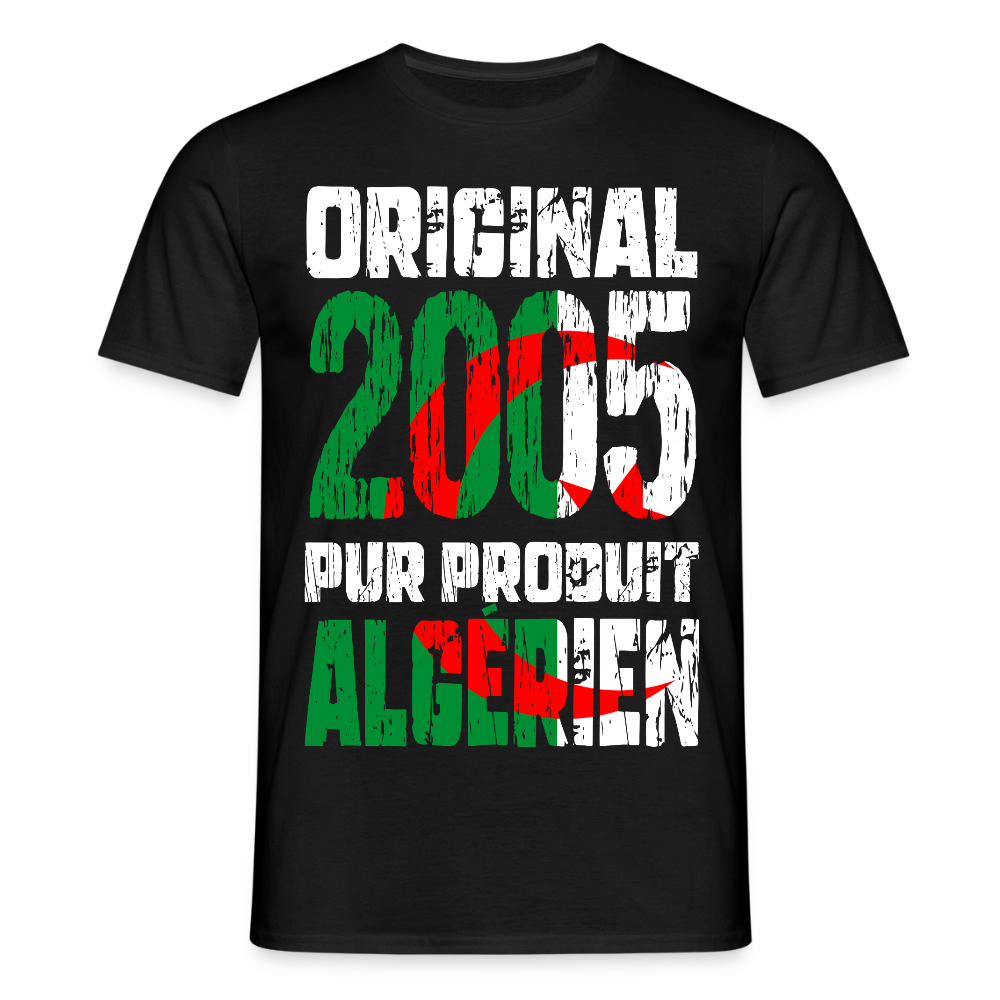 T-shirt Homme - Anniversaire 20 Ans - Original 2005 - Pur produit Algérien - noir