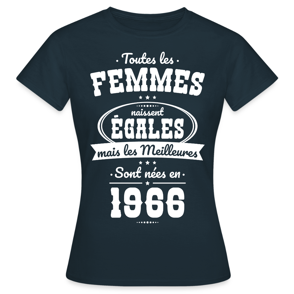 T-shirt anniversaire femme 60 ans – Les meilleures sont nées en 1966 - marine
