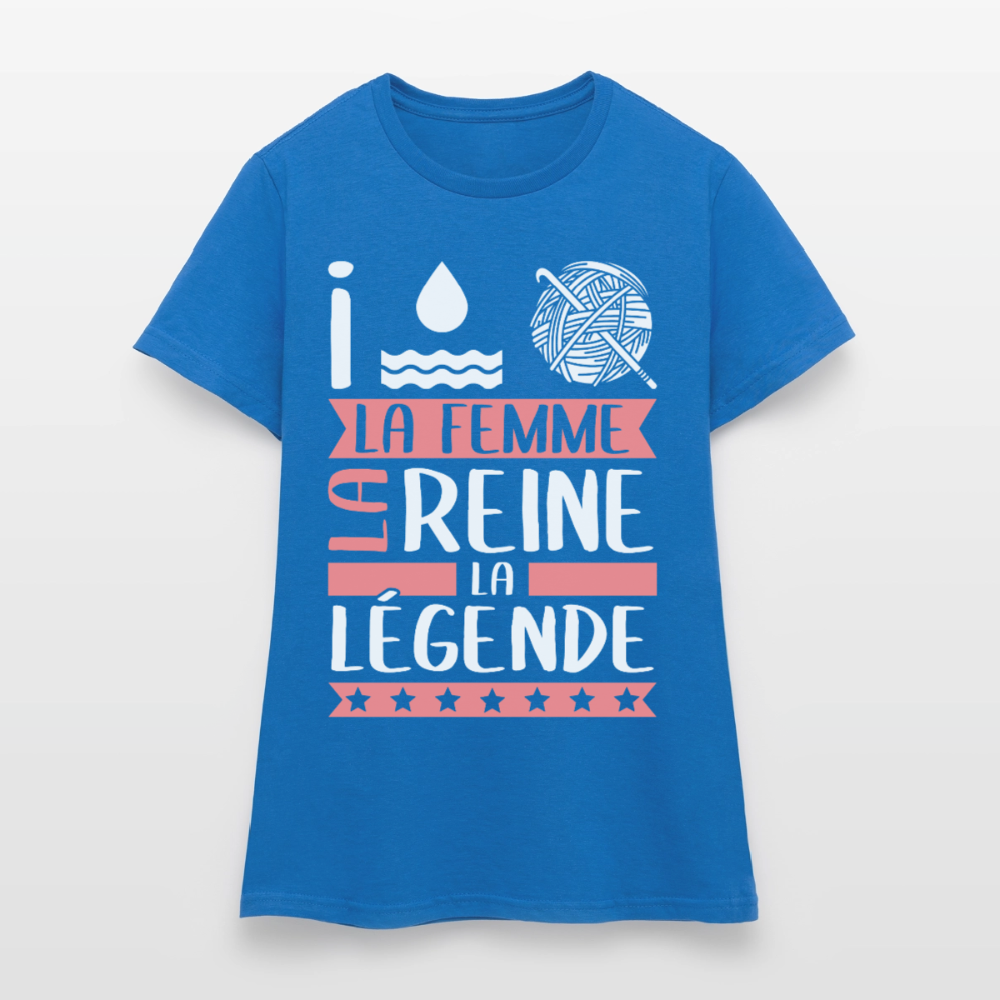 T-shirt femme Yolaine rébus – La femme, la reine, la légende - bleu royal