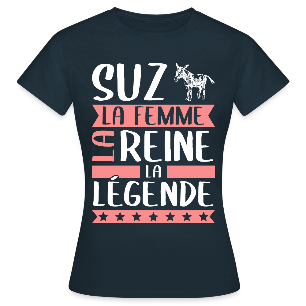 T-shirt femme Suzanne rébus – La femme, la reine, la légende - marine