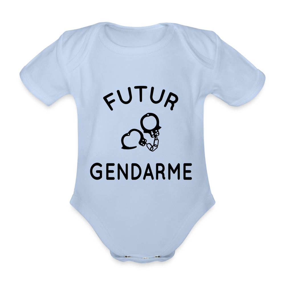 Body Bébé bio manches courtes - Futur gendarme - ciel