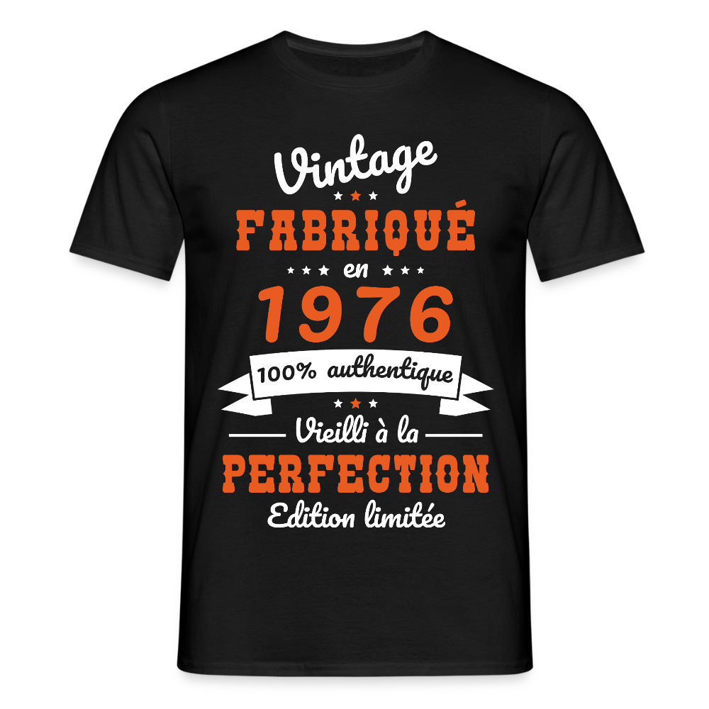 T-shirt anniversaire homme 50 ans – Vintage 1976 - noir